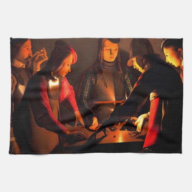 Georges de la Tour - The Dices Players Tea Towel (Horizontal)