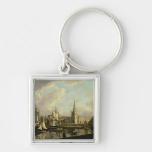 George's Dock Basin, Liverpool, 1797 (oil on canva Key Ring
