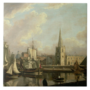 George's Dock Basin, Liverpool, 1797 (oil on canva Tile