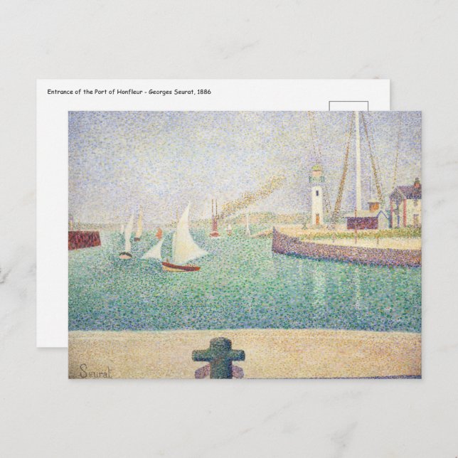 Georges Seurat - Entrance of the Port of Honfleur Postcard (Front/Back)