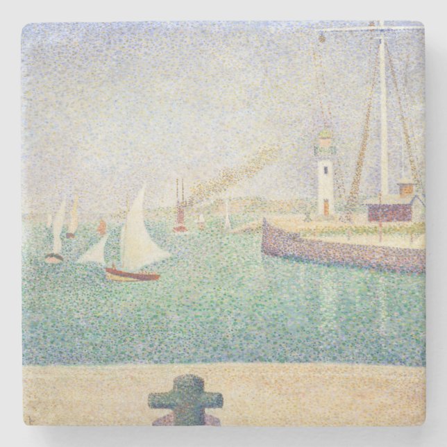 Georges Seurat - Entrance of the Port of Honfleur Stone Coaster (Front)