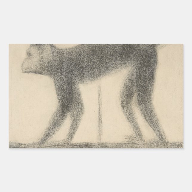 Georges Seurat - Monkey Rectangular Sticker (Front)