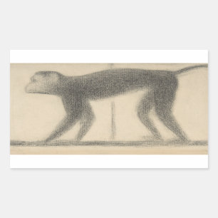 Georges Seurat - Monkey Rectangular Sticker