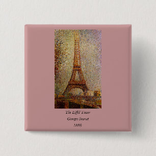 Georges Seurat's Painting: The Eiffel Tower (1889) 15 Cm Square Badge