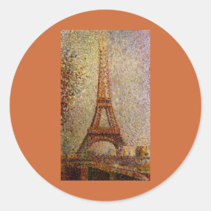 Georges Seurat's Painting: The Eiffel Tower (1889) Classic Round Sticker