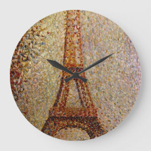 Georges Seurat's Painting: The Eiffel Tower (1889) Large Clock