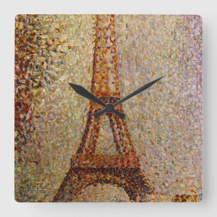 Georges Seurat's Painting: The Eiffel Tower (1889) Square Wall Clock