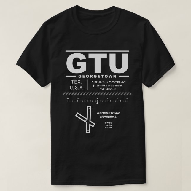 Georgetown Municipal Airport GTU T-Shirt (Design Front)