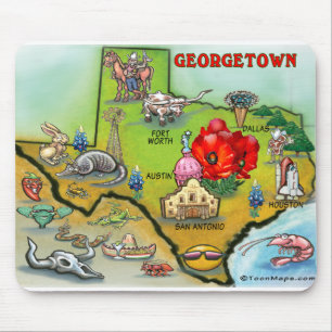 Georgetown Texas Cartoon Map Mouse Pad