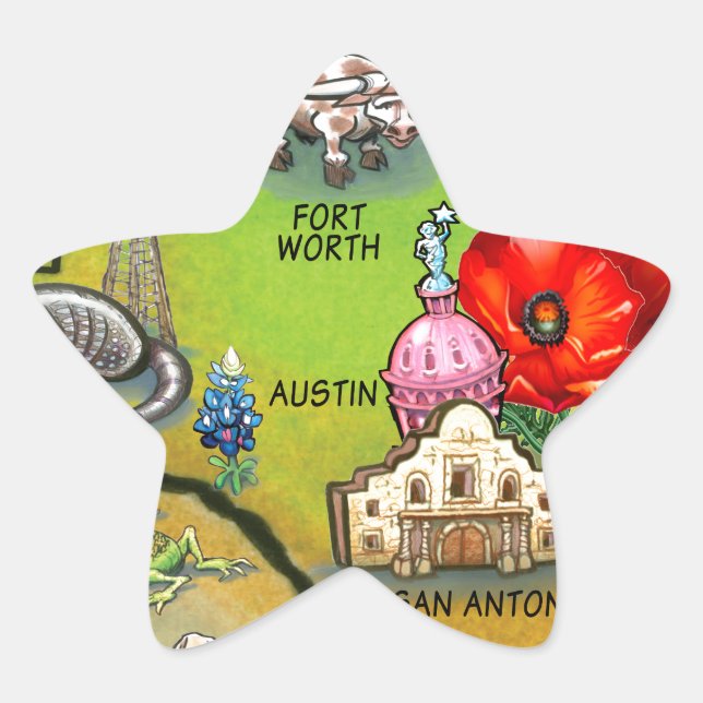 Georgetown Texas Cartoon Map Star Sticker (Front)