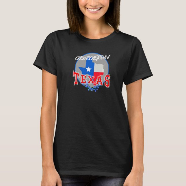 Georgetown Texas in Red White and Blue Bonnet Flow T-Shirt (Front)