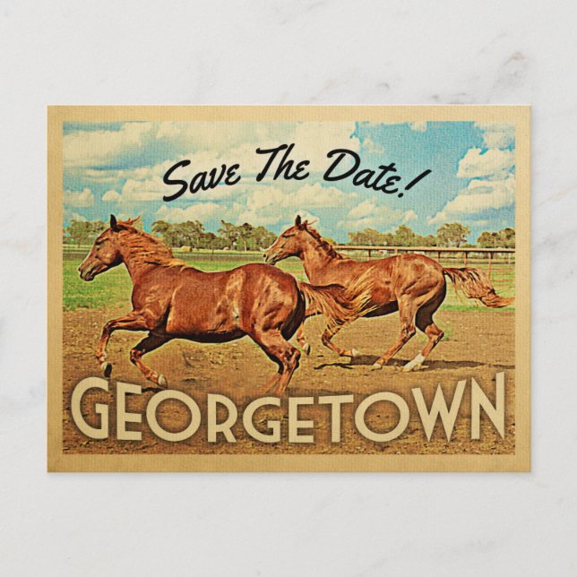 Georgetown Texas Save The Date Horses Announcement Postcard (Front)