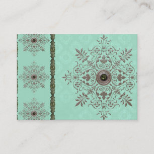 GEORGETTE'S BROCADE, VINTAGE in AQUA and OLIVE Business Card