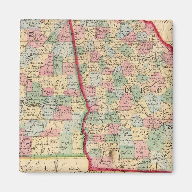Georgia, Alabama Map by Mitchell Magnet (Front)