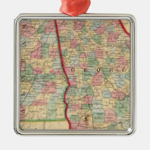 Georgia, Alabama Map by Mitchell Metal Tree Decoration