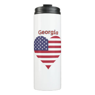 Georgia American Flag Heart Thermal Tumbler