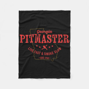 Georgia Bbq Pitmaster For Meat Smoking Barbecuing  Fleece Blanket