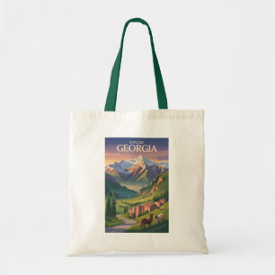 Georgia Caucasus Mountains Travel Art Vintage Tote Bag