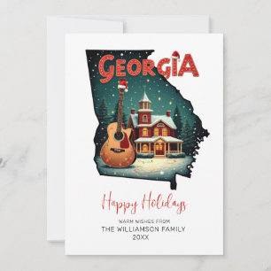 Georgia Christmas State Map Happy Holidays  Holiday Card