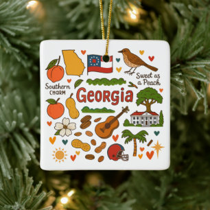 Georgia Custom Family Trip Christmas Ceramic Ornament