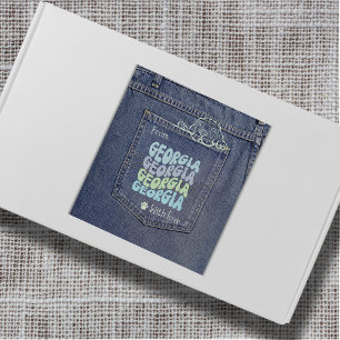 Georgia Dog in Jean Pocket Classic Square Sticker