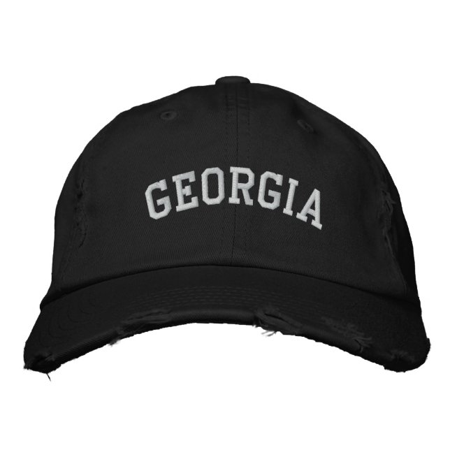 Georgia Embroidered Distressed Cap Black (Front)