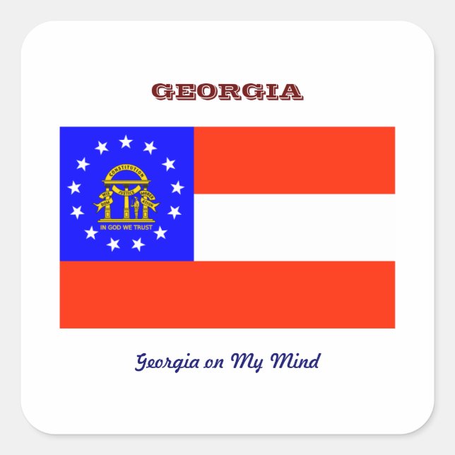 Georgia Flag and Slogan Square Sticker (Front)