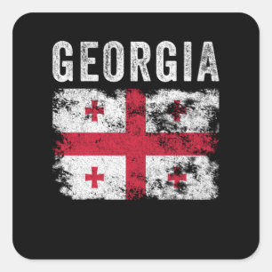 Georgia Flag Distressed - Georgian Flag Square Sticker