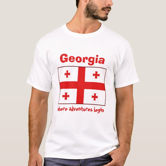 Georgia Flag + Map + Text T-Shirt (Front)