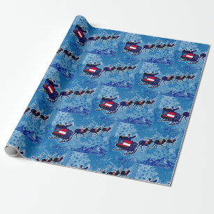 Georgia flag Santa sleigh Christmas wrap paper