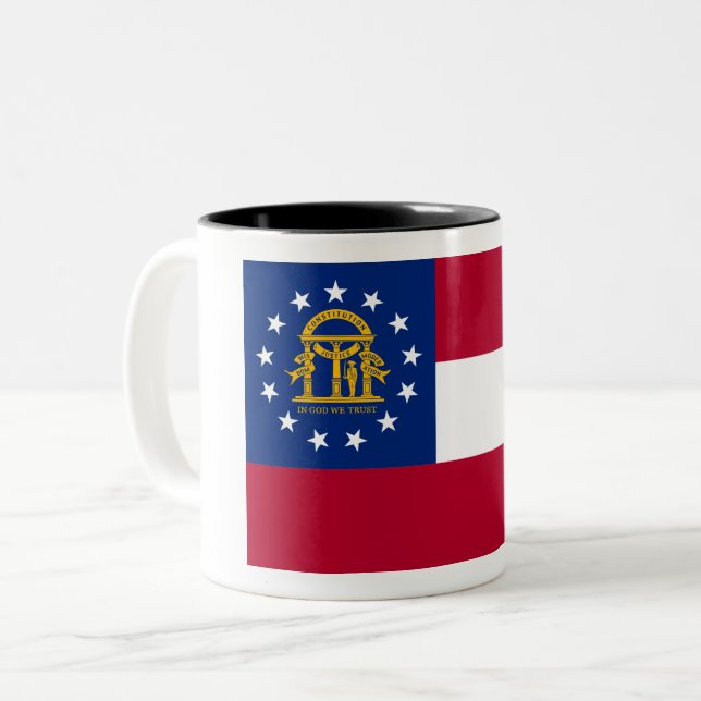 Georgia Flag Two-Tone Coffee Mug (Front Left)