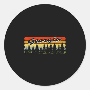 Georgia Forest Sunset Trees Cabin Theme Souvenir  Classic Round Sticker