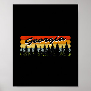 Georgia Forest Sunset Trees Cabin Theme Souvenir Poster