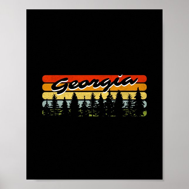 Georgia Forest Sunset Trees Cabin Theme Souvenir  Poster (Front)