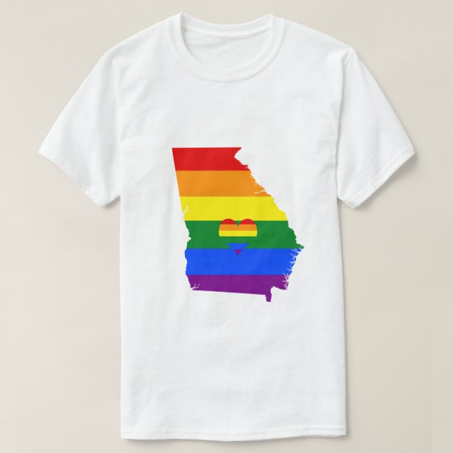 Georgia Gay Pride Rainbow Flag Heart GLBTQ Design T-Shirt (Design Front)