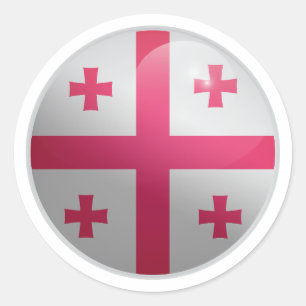 Georgia Glossy Circle Flag Classic Round Sticker