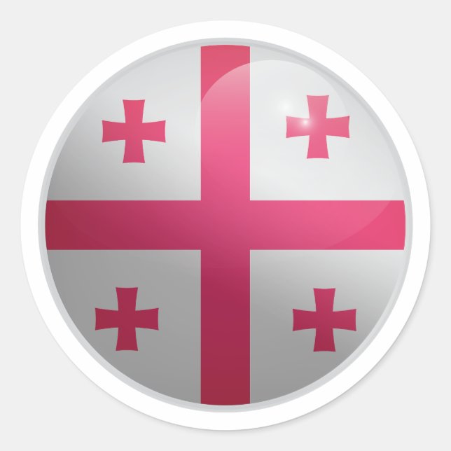 Georgia Glossy Circle Flag  Classic Round Sticker (Front)