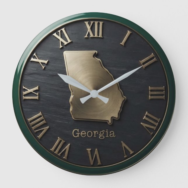 Georgia Gold State Map Large Clock (Front)