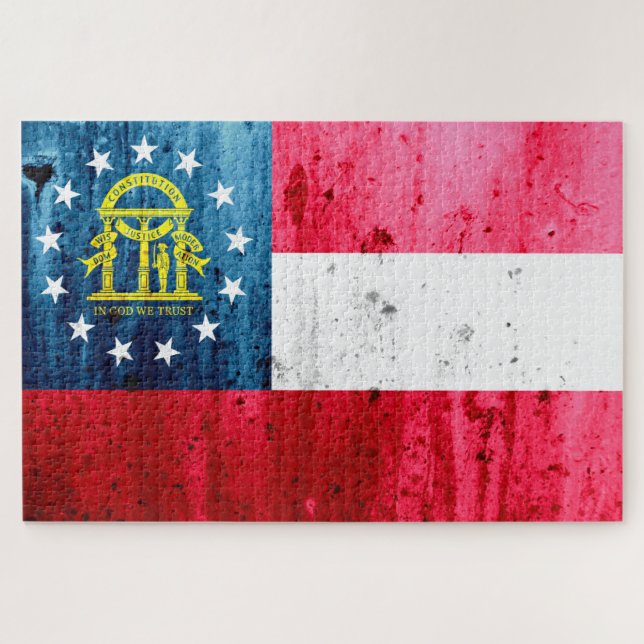 Georgia Grunge State Flag Jigsaw Puzzle (Horizontal)