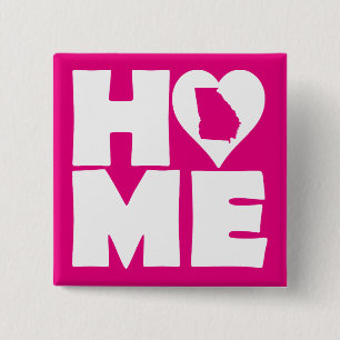 Georgia Home Heart State Button Badge Pin