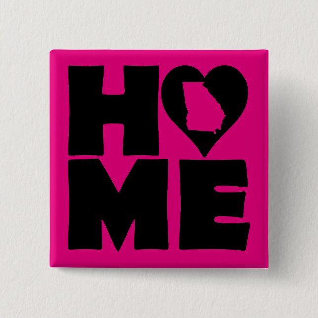 Georgia Home Heart State Button Badge Pin (Front)