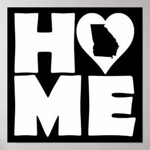 Georgia Home Heart State Poster Sign