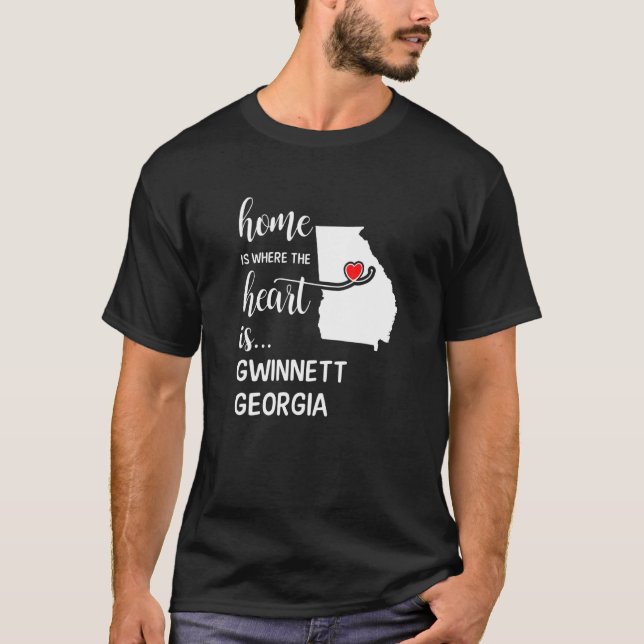 Georgia Home Is Where The Heart Is Gwinnett County T-Shirt (Front)
