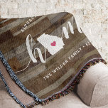 Georgia Home State Personalised Wood Look Throw Blanket<br><div class="desc">Show some home state pride with this cute rustic faux wood plank throw blanket featuring "home" in white calligraphy script lettering with a silhouette map of the state of Georgia standing in for the letter "O." A pink heart illustration inside the state map completes the design; you can change the...</div>