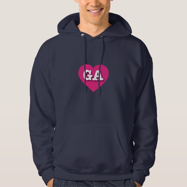 Georgia Hot Pink Heart - I love GA Hoodie (Front)