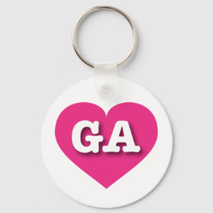 Georgia Hot Pink Heart - I love GA Key Ring