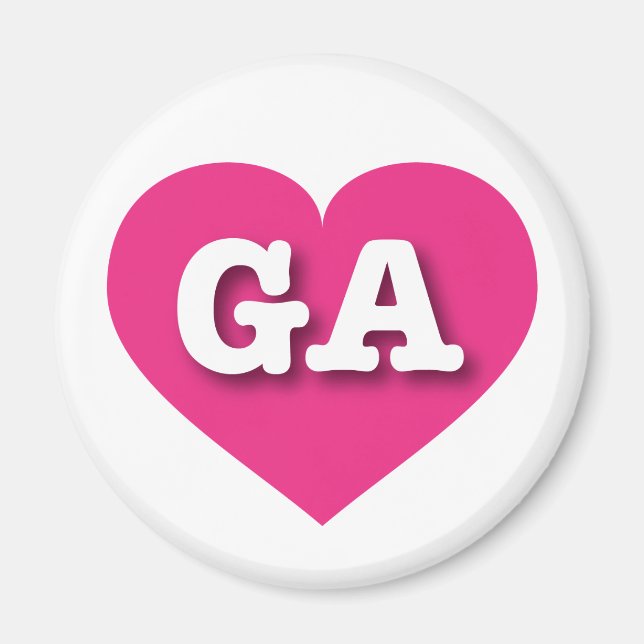 Georgia Hot Pink Heart - I love GA Magnet (Front)