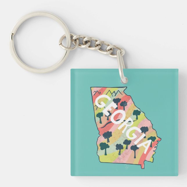 Georgia Illustrated Map Key Ring (Front)