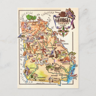 Georgia Illustrated Map Postcard