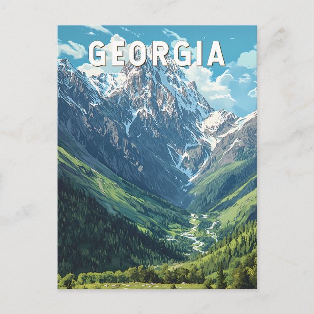 Georgia Illustration Travel Art Vintage Postcard (Front)